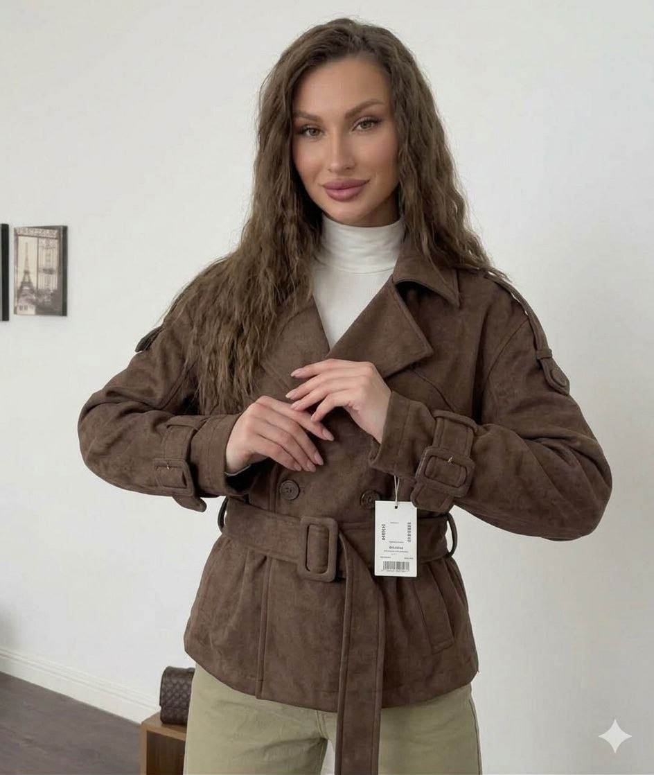 куртка косуха замшевая коричневая с поясом tadari,замшевая куртка,куртка замшевая женская,классическая коричневая замшевая женская куртка с поясом,куртка замшевая жакет премиум x'zotic