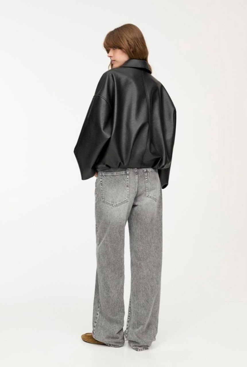 куртка кожаная женская,куртка бомбер кожаный оверсайз,женская куртка из искусственной кожи,женская кожаная куртка с объемными рукавами meecy,куртка кожаная