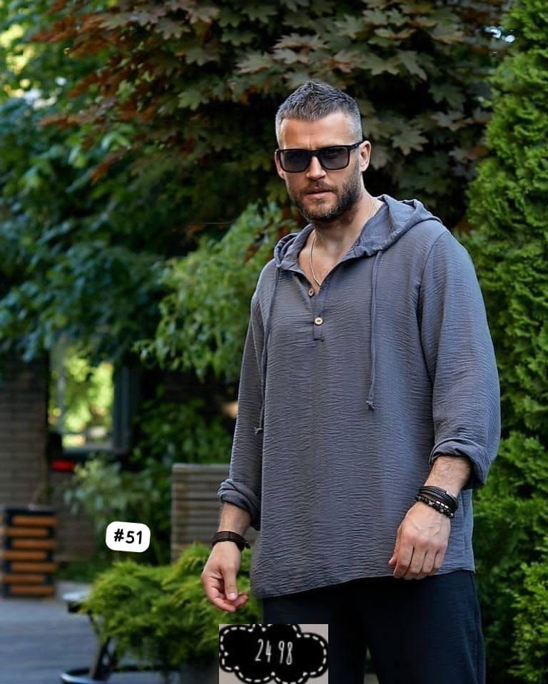 льняная рубашка с капюшоном,мужская льняная рубашка с капюшоном летняя,мужская рубашка с капюшоном,мужской льняной костюм,мужская мода