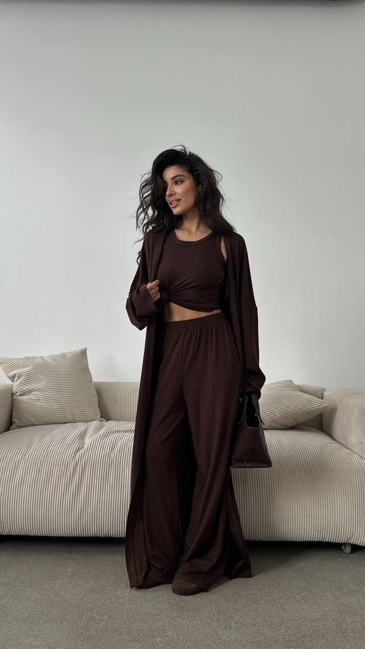 костюм женский тройка,костюм летний брючный тройка с кардиганом и штанами палаццо donna magia,костюм с брюками,женские костюмы,костюм розовый