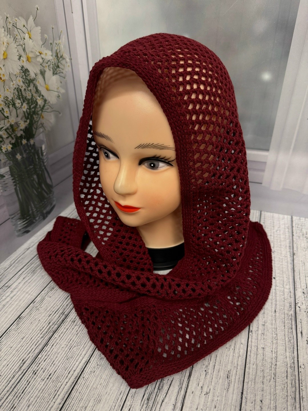 вязаный шарф,шарфы для женщин,вязаная косынка,шарф снуд,капор вязаный