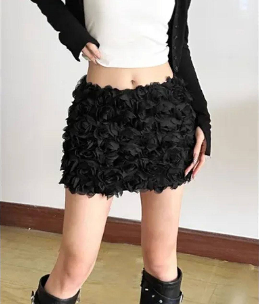 женская трехмерная юбка с украшением розы,юбка с цветами,юбка,женская юбка,юбка мини