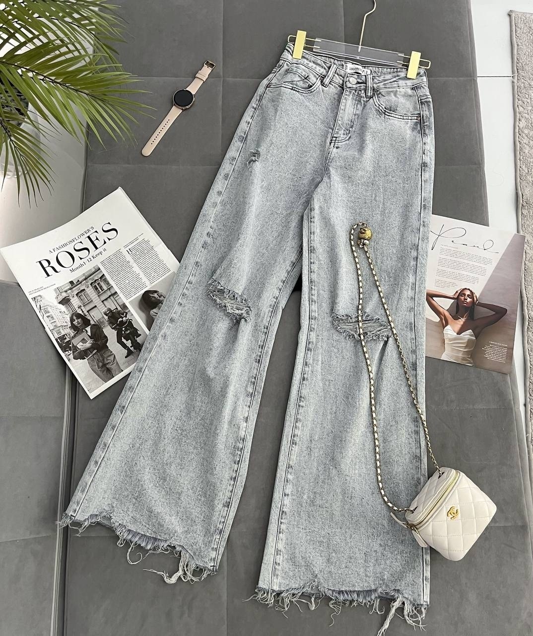 джинсы женские,джинсы широкие рваные,джинсы широкие,стильные джинсы,джинсы с укороченные