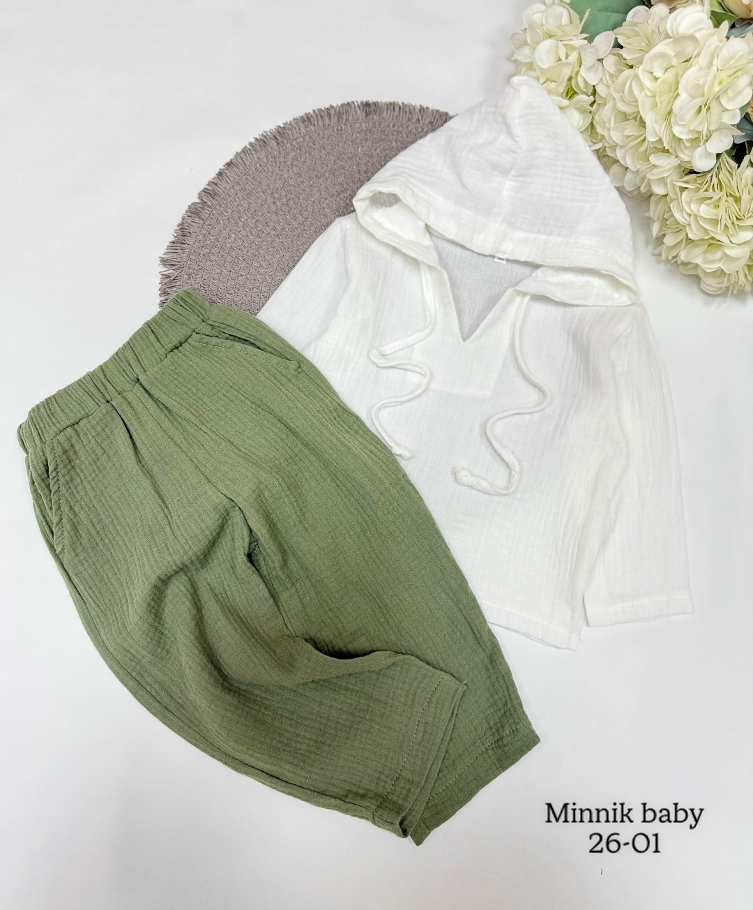 рубашка с капюшоном из муслина детская,муслиновый костюм детский,костюмчик,костюм для малыша,муслиновый костюм с капюшоном