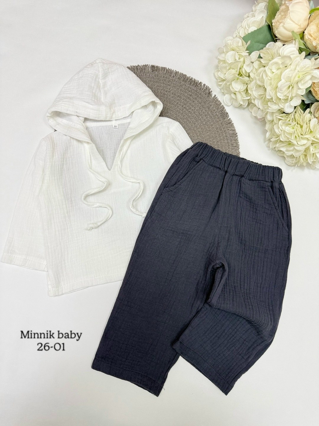 рубашка с капюшоном из муслина детская,муслиновый костюм детский,костюмчик,костюм для малыша,муслиновый костюм с капюшоном