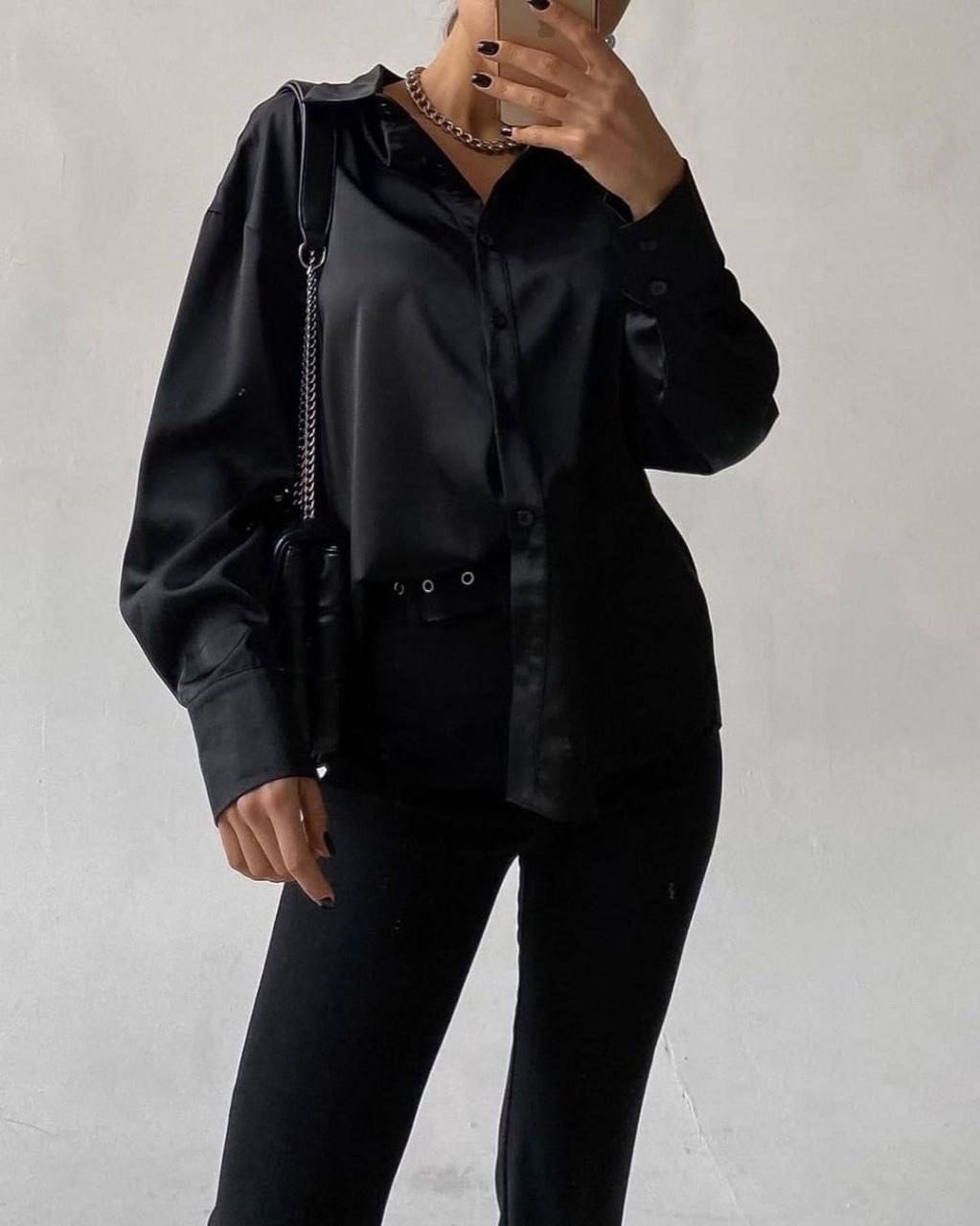 рубашка женская,чёрная шелковая рубашка,черная атласная рубашка,рубашка женская черная,черная шелковая рубашка женская