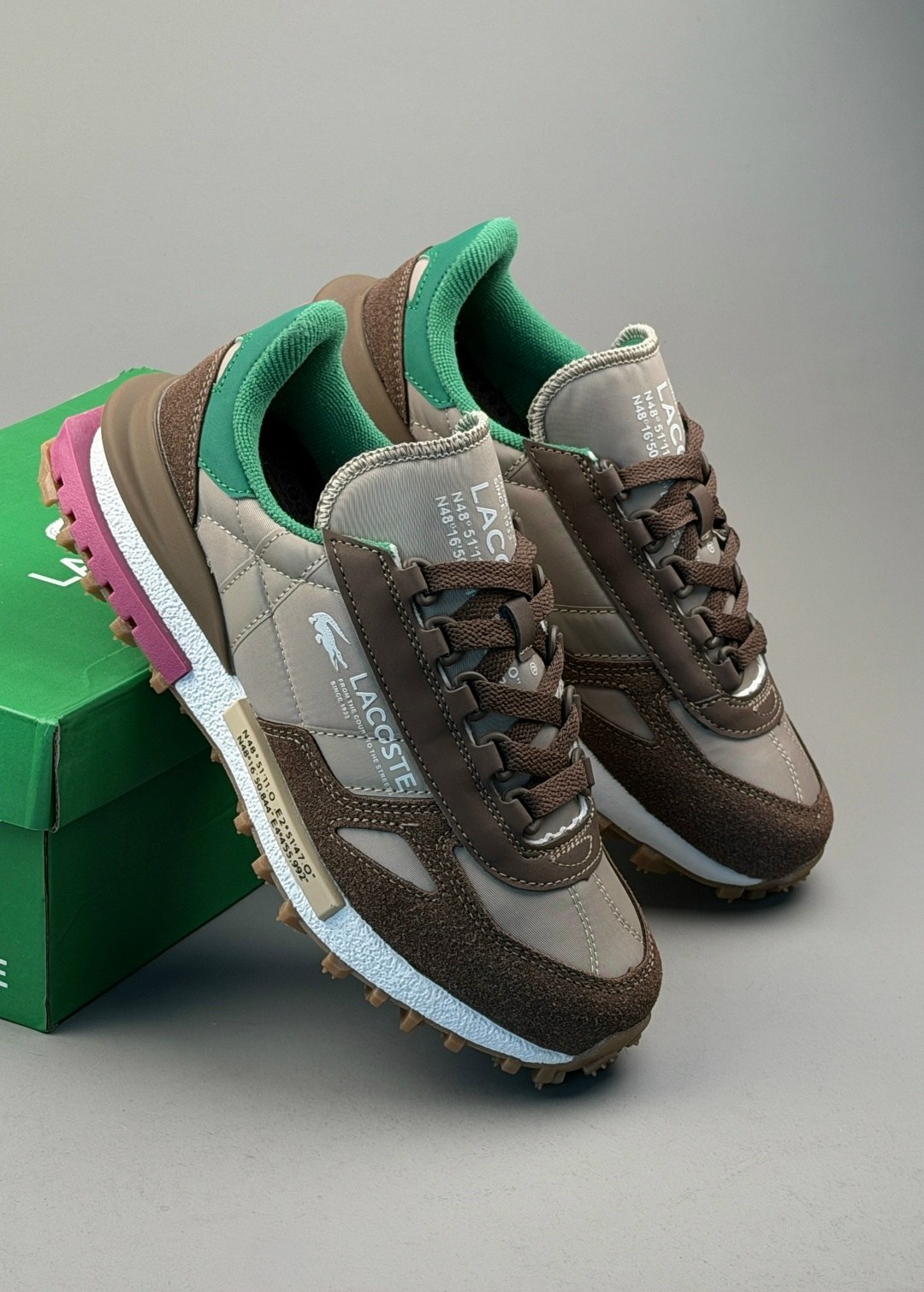 кроссовки для образа жизни женские низкие lacoste, цвет light brown/green,lacoste low-top casual shoes women's light brown green,кроссовки женские lacoste elite active коричневый,кроссовки lacoste act