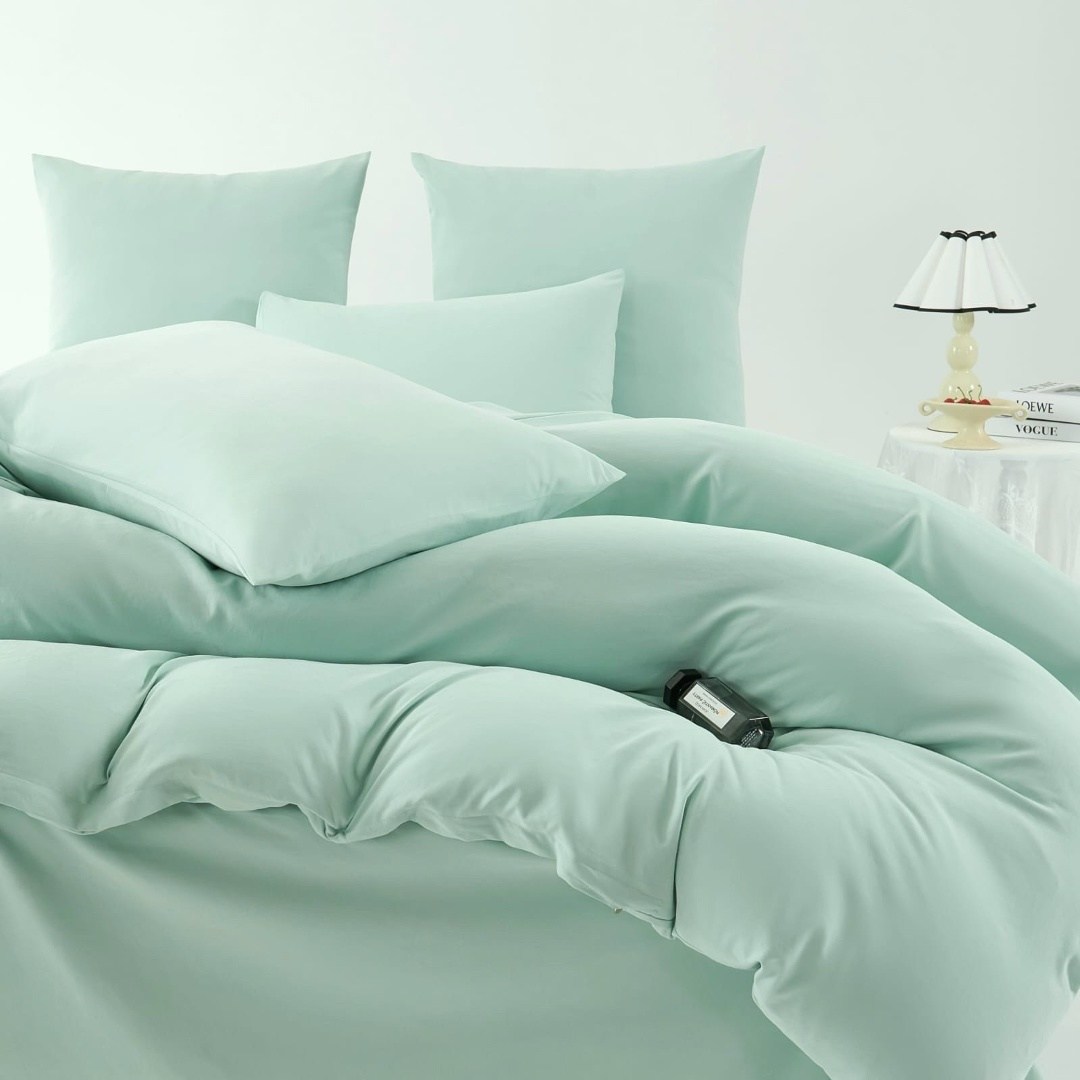 постельное белье однотонный,комплекты постельного белья,постельное белье goodnight wash cotton евро (с нав. 50х70) мятный,постельного белья,комплект постельного белья однотонный сатин
