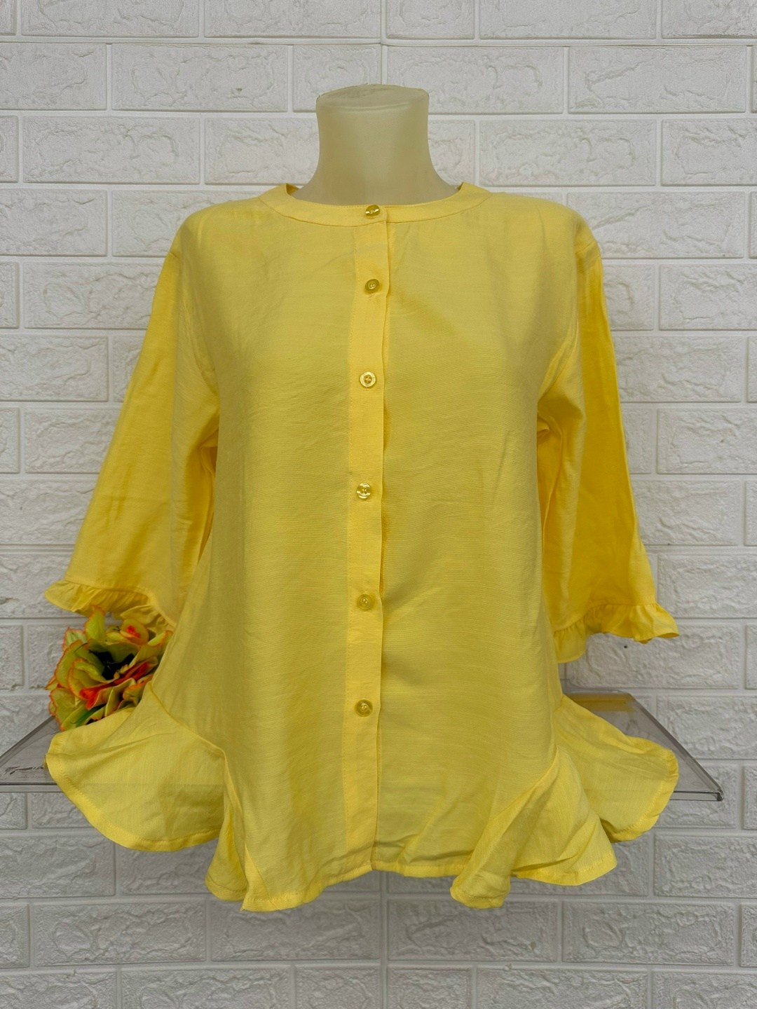 блузка модная,туника нарядная,блузка с оборками,блузка женская,рубашка желтая