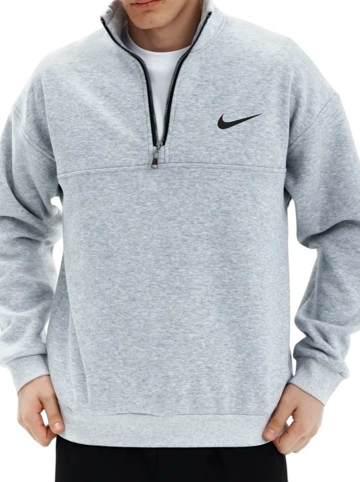 свитшот базовый,свитшот базовый без начеса,толстовка мужская серая на молнии найк,кофта найк серая,кофта мужская