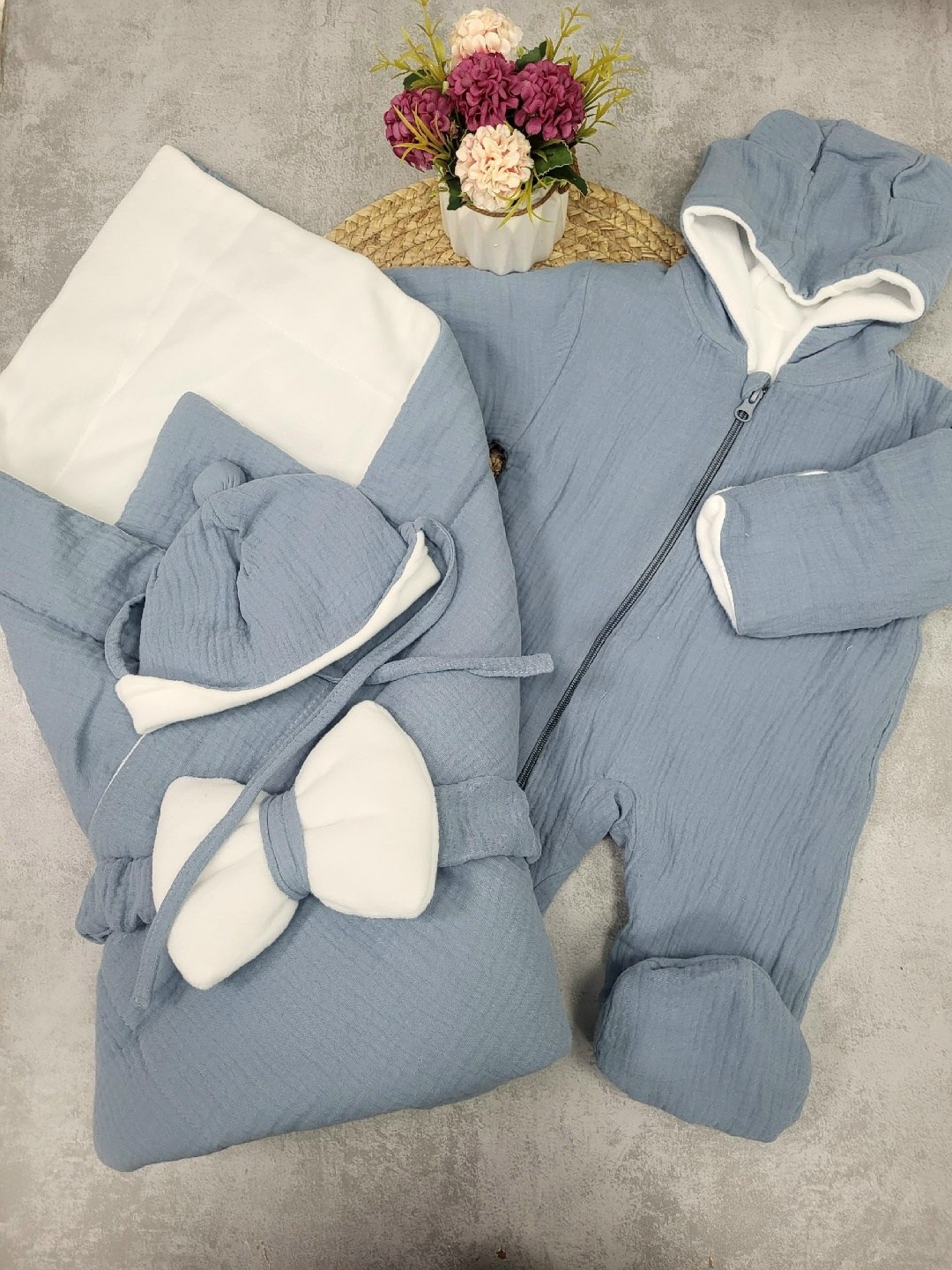 комплект на выписку,комплект на выписку для новорожденного весна,комплект на выписку 4 предмета "муслин" голубой лето,комплект на выписку для мальчика,комплект на выписку демисезонный