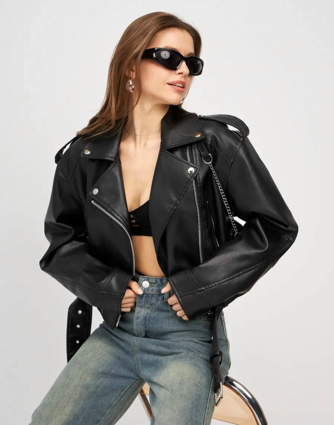 косуха оверсайз куртка кожаная женская by julie style,куртка кожаная (косуха оверсайз),женская черная кожаная куртка косуха оверсайз,косуха кожаная куртка оверсайз lootus 27024855,куртка косуха женска