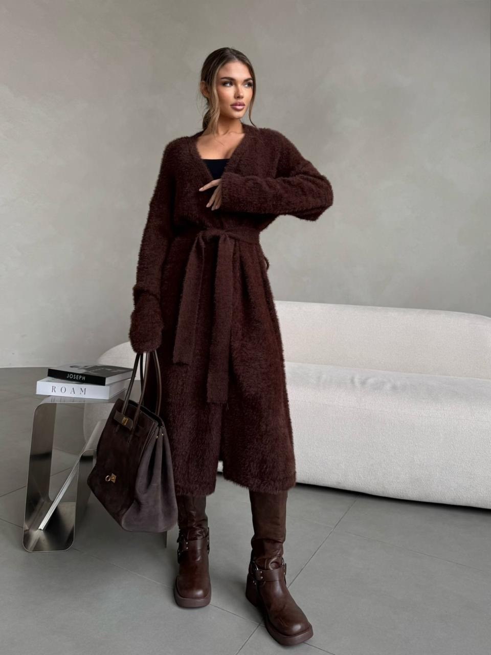 коричневый кардиган,стильные кардиганы,вязаные кардиганы,кардиган шоколадного цвета,длинный кардиган