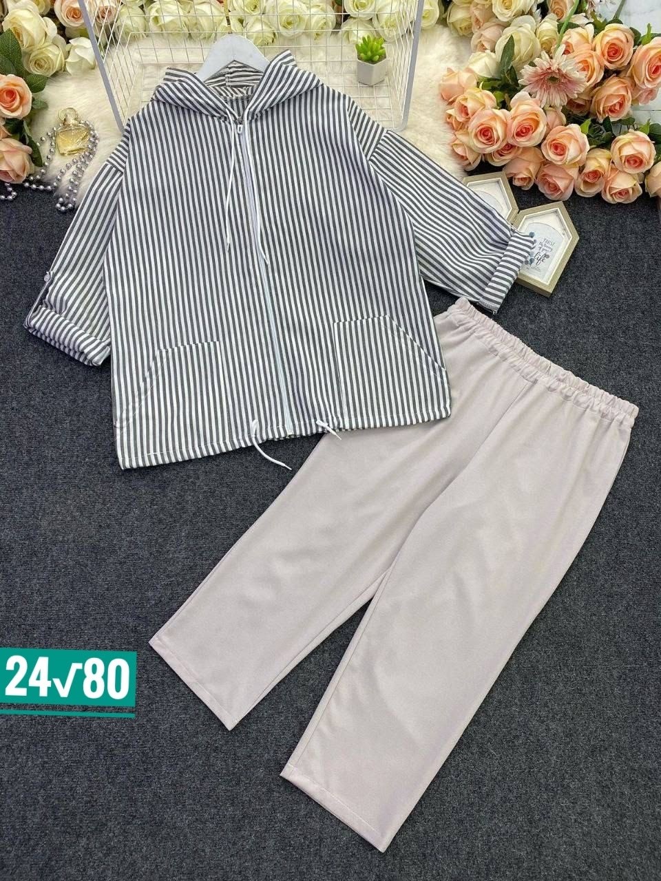 комплект претти,летние брючные костюмы для полных женщин,женские костюмы больших размеров,костюм брючный комплект,блуза, брюки, жакет la kona 1299 песочный