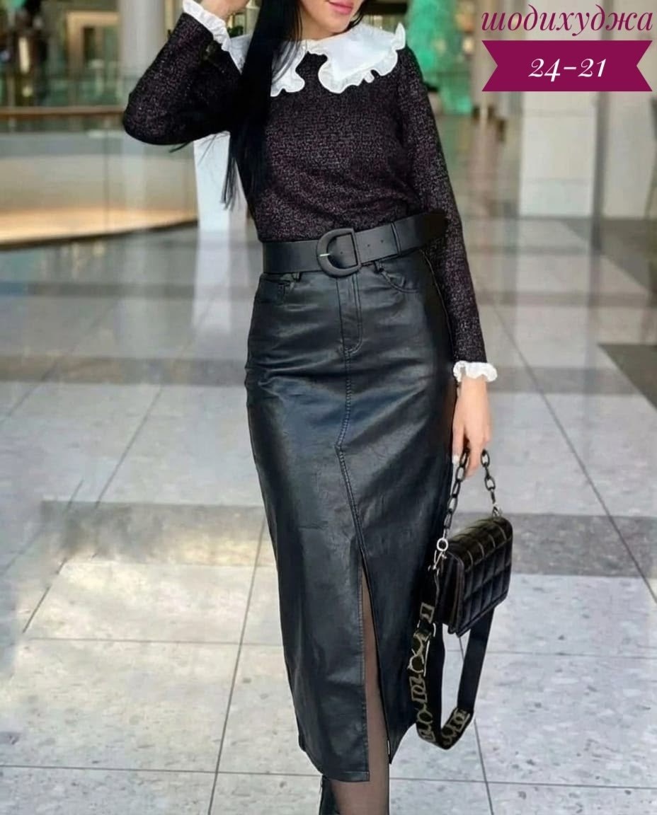 юбка из эко кожи,юбка эко кожа,юбка экокожа с разрезом,юбка эко кожа арт.4287652,модные юбки 2026