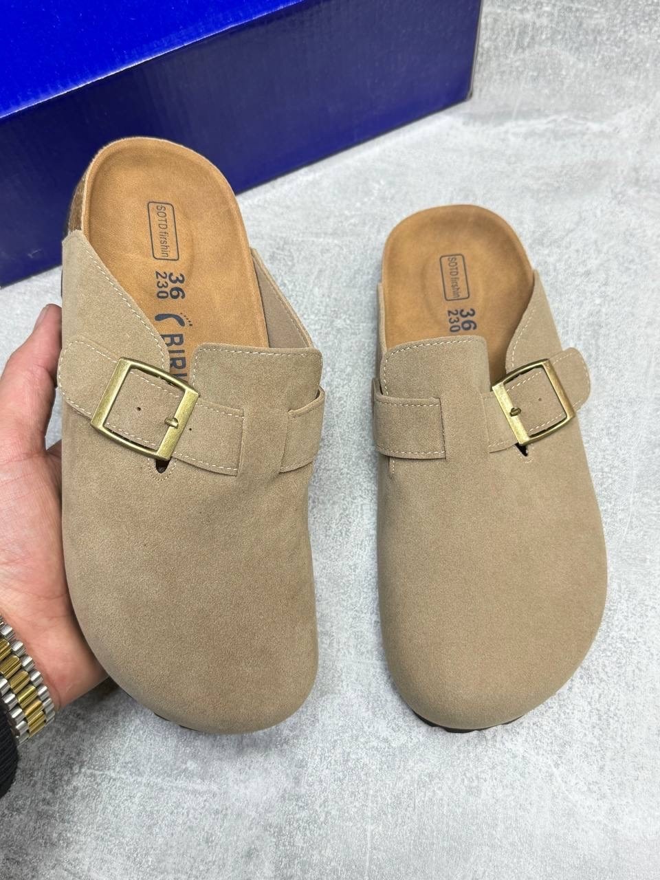 мужские и женские модные сандалии из замши на пробковой подошве,,сабо birkenstock,джум модные женские тапочки с закрытым носком из коровьей замши пробковые,сабо ортопедические ортман