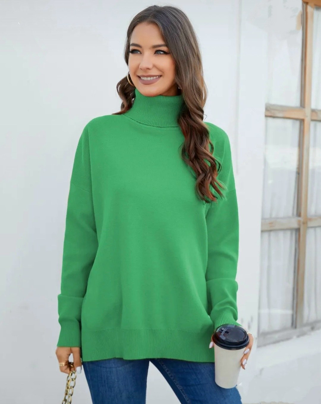 свитер свободного кроя,свитера женские,трикотажный свитер с высоким воротником,модный женский свитер,свитер женский оверсайз