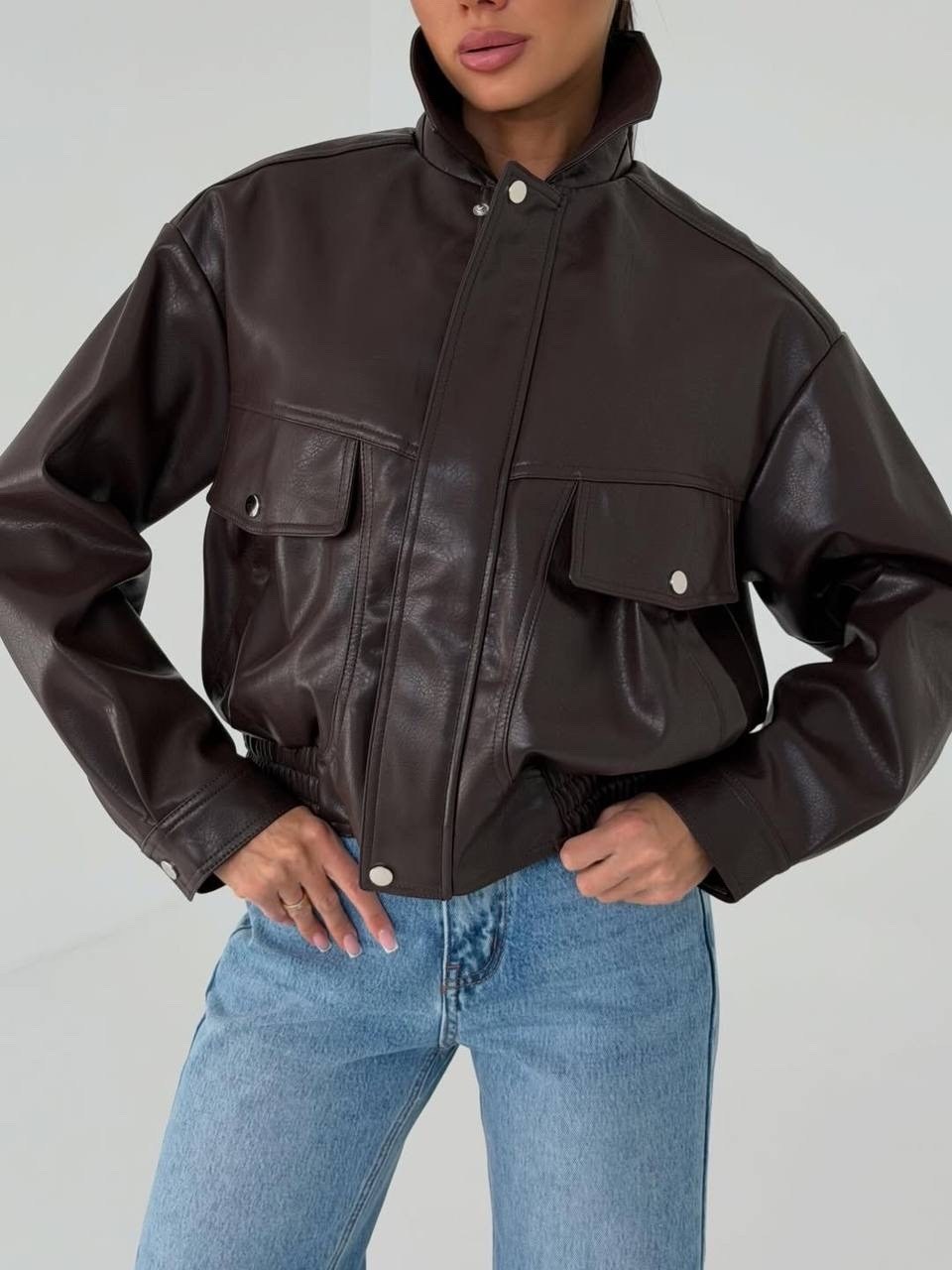 куртка из искусственной кожи стандартного кроя glamorous коричневый,кожаная куртка,куртка кожаная glamorous,женская кожаная куртка,кожаная куртка бомбер