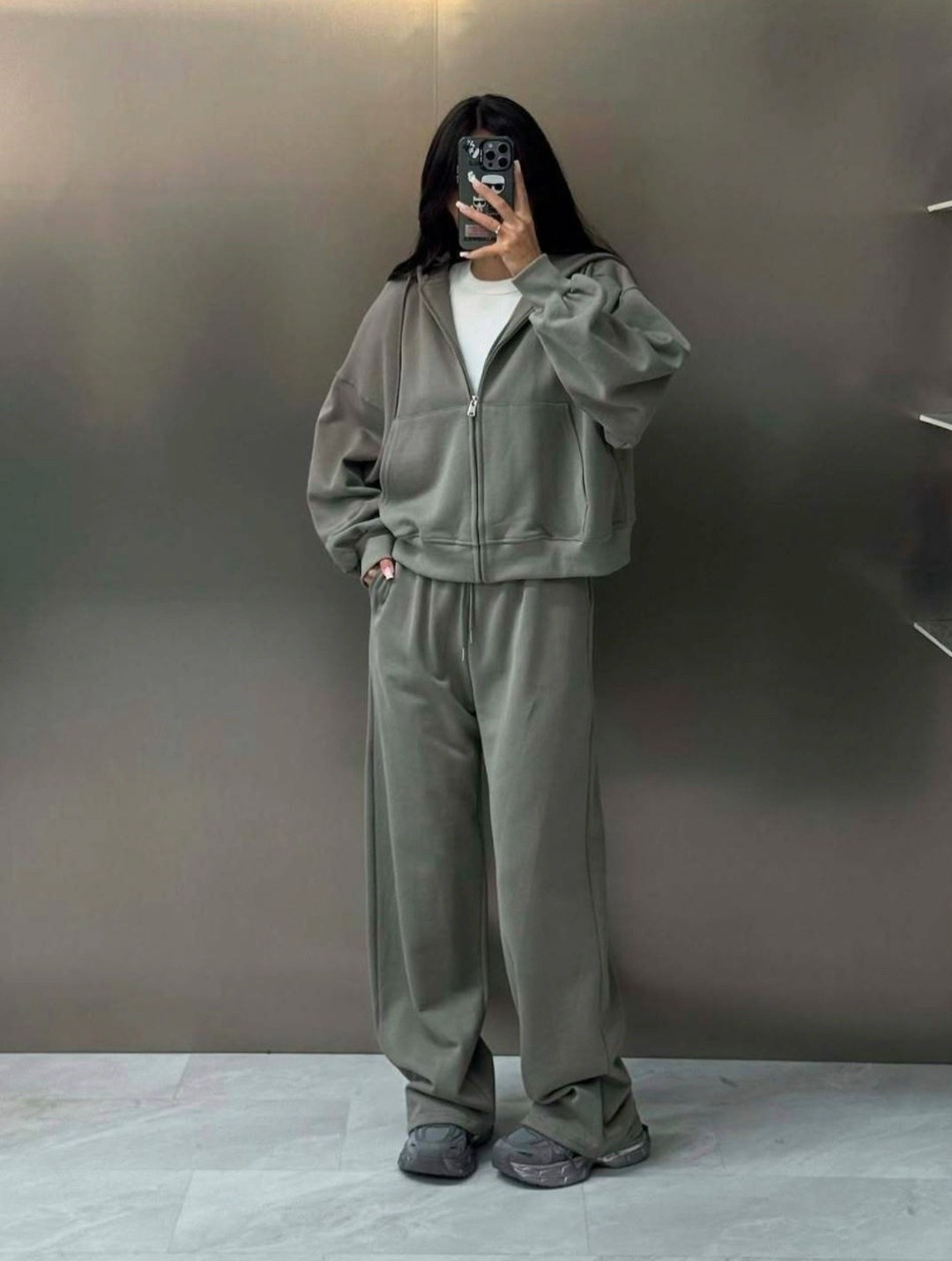 спортивный костюм оверсайз на молнии цвет серый меланж,спортивный костюм: брюки и толстовка на молнии,спортивный костюм оверсайз на молнии,костюм спортивный брючный с худи на молнии и капюшоном fashio