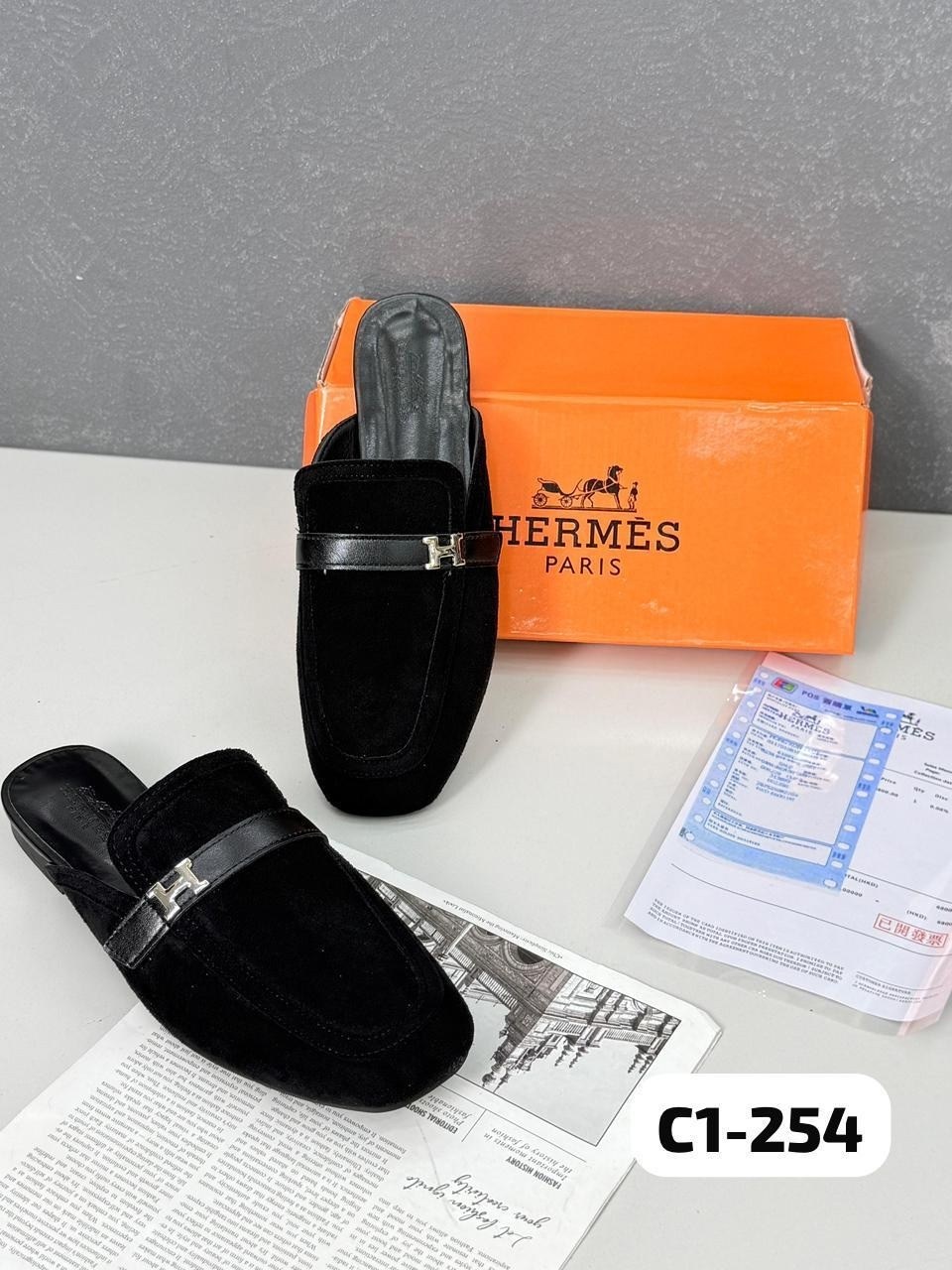 тапочки hermes,,мюли hermes,мюли hermes черные,hermes шлепанцы