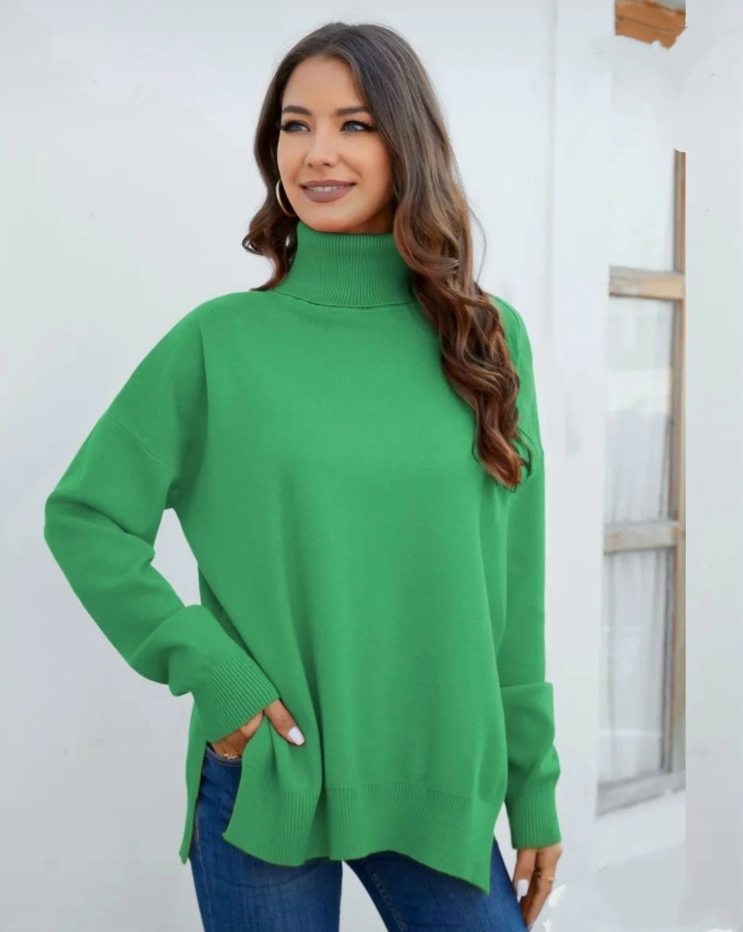 свитер свободного кроя,свитера женские,трикотажный свитер с высоким воротником,модный женский свитер,свитер женский оверсайз