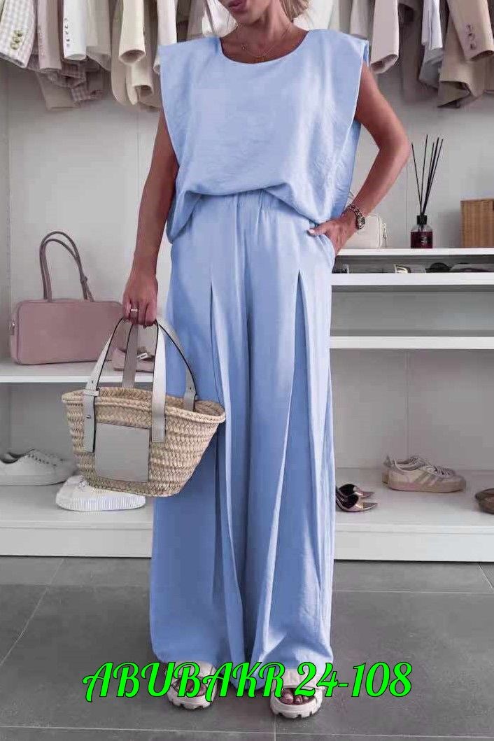 костюм с брюками,костюм летний льняной с брюками палаццо и топом modero,женский костюм с брюками,брючный летний костюм,костюм женский летний брючный
