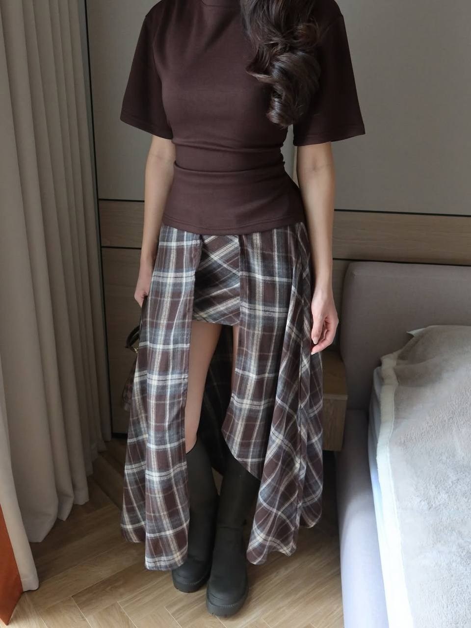 юбка мода,юбка,юбка стильная,юбка в клетку ассиметричная,юбка в клетку