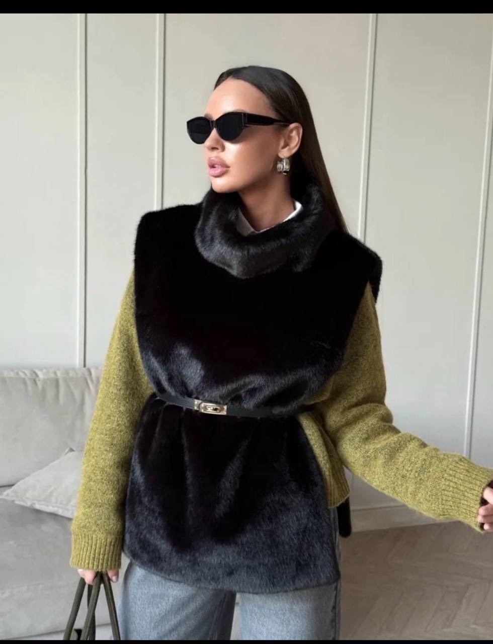 норковая манишка,меховая манишка,женские жилеты,норковая манишка белая,стильная безрукавка