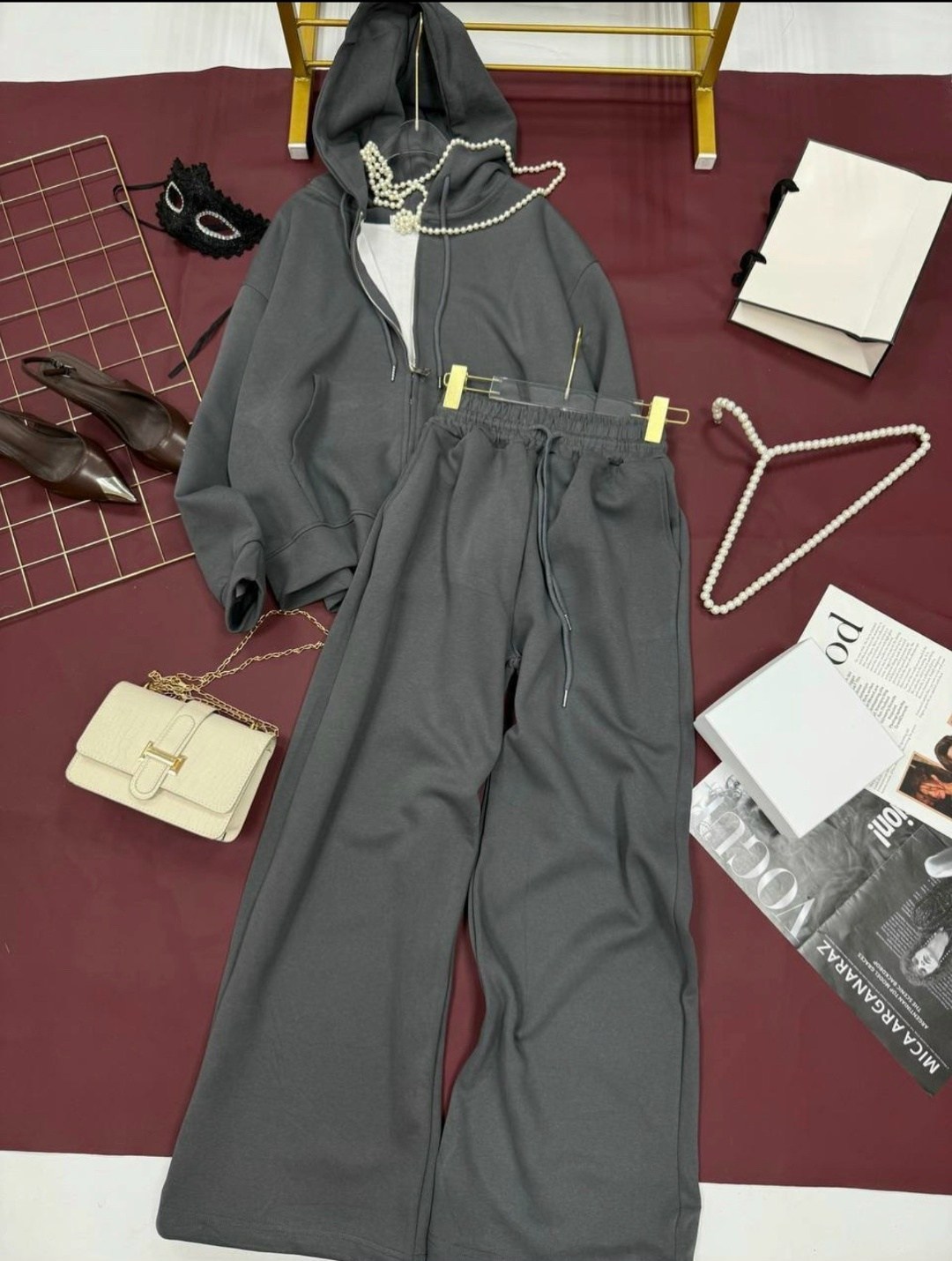 спортивный костюм оверсайз на молнии цвет серый меланж,спортивный костюм: брюки и толстовка на молнии,спортивный костюм оверсайз на молнии,костюм спортивный брючный с худи на молнии и капюшоном fashio