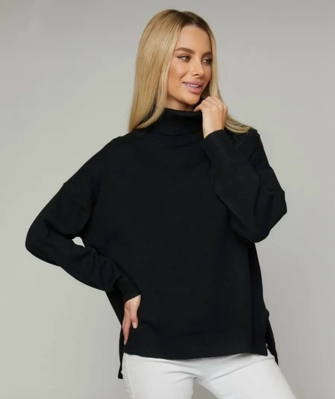 свитер свободного кроя,свитера женские,трикотажный свитер с высоким воротником,модный женский свитер,свитер женский оверсайз