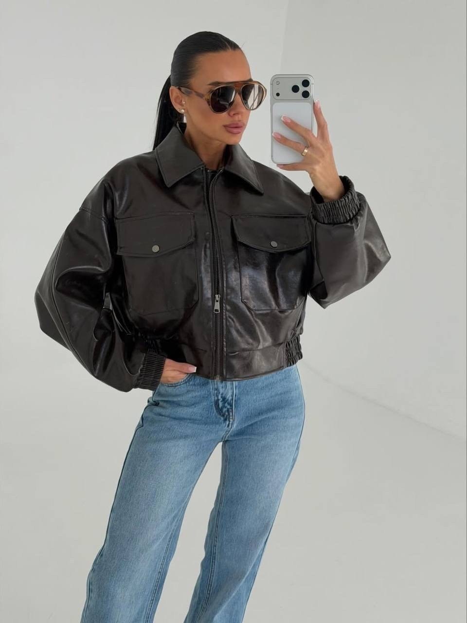 куртка из искусственной кожи стандартного кроя glamorous коричневый,кожаная куртка,куртка кожаная glamorous,женская кожаная куртка,кожаная куртка бомбер