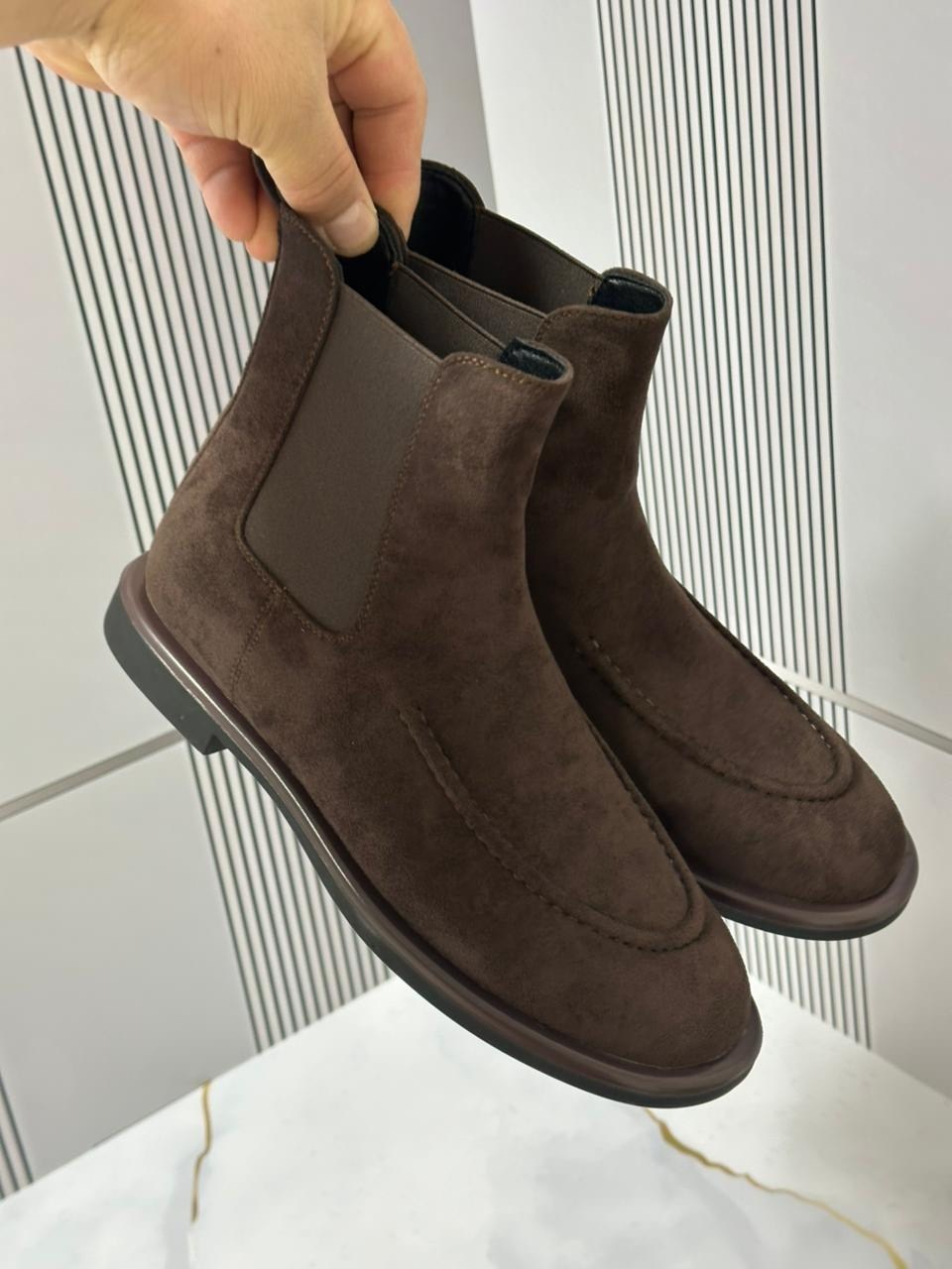 высокие ботинки-челси из бархатистой замши,,ботинки челси из бархатистой замши moreschi,ботинки челси мужские коричневые tod's,ботинки челси 12 storeez