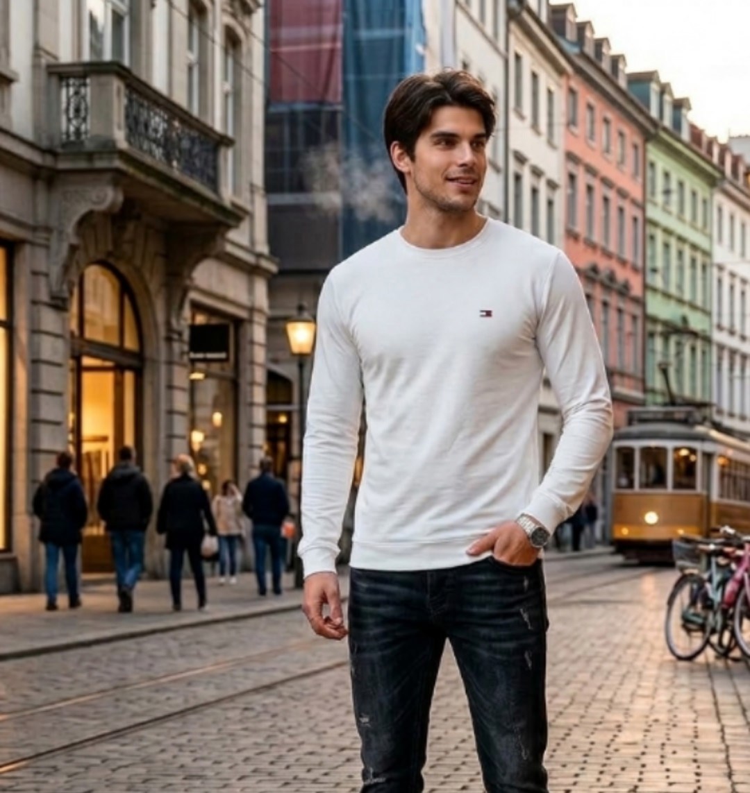 белый лонгслив томми хилфигер,мужская кофта,мужской лонгслив tommy hilfiger,мужская мода,лонгслив tommy hilfiger