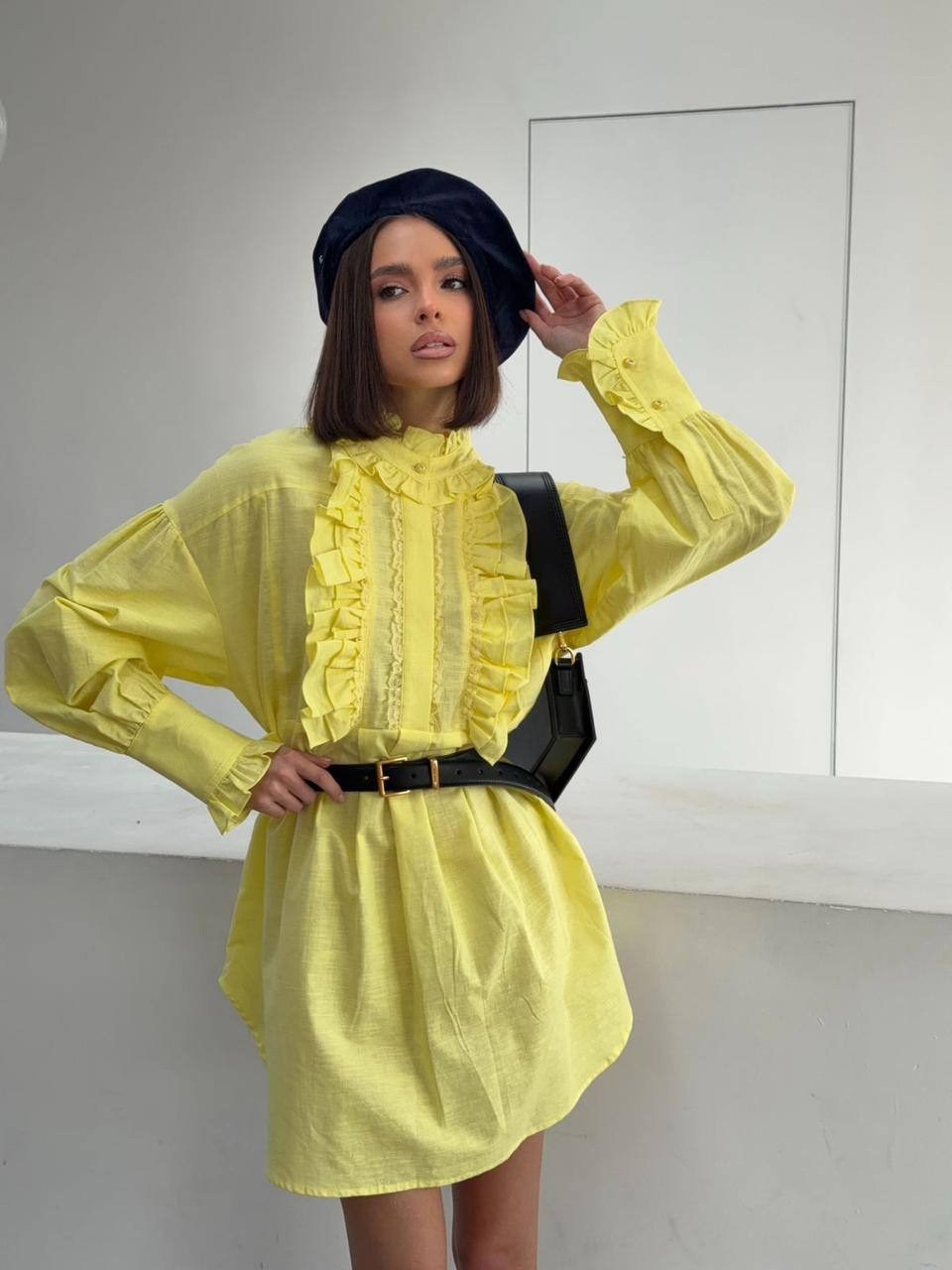 платье желтый,женское платье рубашка,платье с оборками,платья мини,летние платье