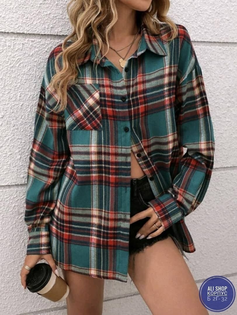 рубашка в клетку,рубашка в яркую клетку,женская клетчатая рубашка,рубашка в клетку женская,новая модная свободная женская клетчатая рубашка