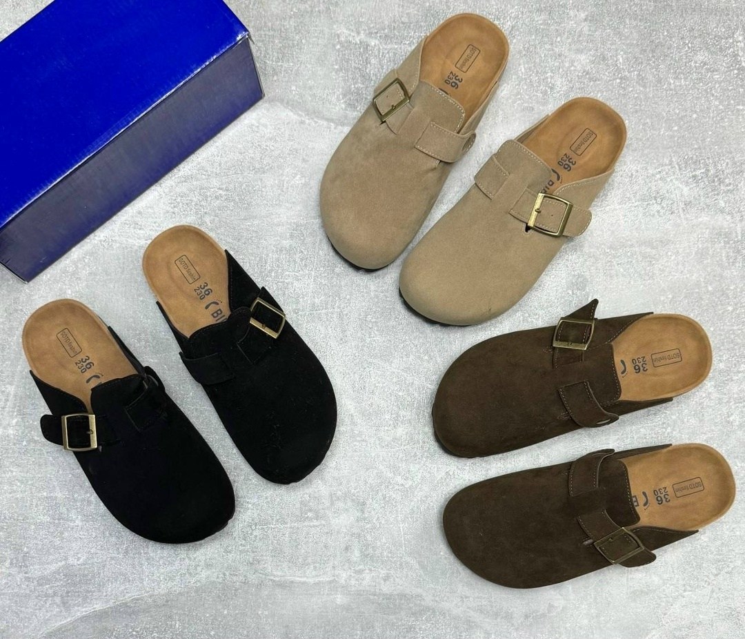 мужские и женские модные сандалии из замши на пробковой подошве,,сабо birkenstock,джум модные женские тапочки с закрытым носком из коровьей замши пробковые,сабо ортопедические ортман