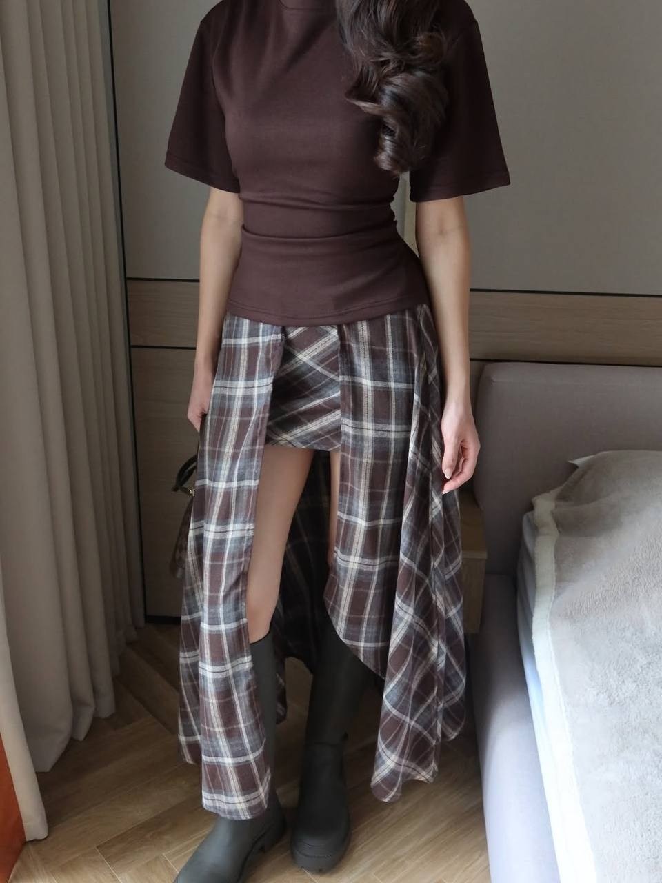 юбка мода,юбка,юбка стильная,юбка в клетку ассиметричная,юбка в клетку