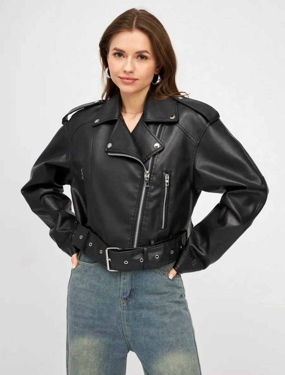 косуха оверсайз куртка кожаная женская by julie style,куртка кожаная (косуха оверсайз),женская черная кожаная куртка косуха оверсайз,косуха кожаная куртка оверсайз lootus 27024855,куртка косуха женска