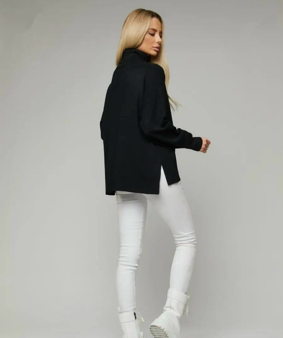свитер свободного кроя,свитера женские,трикотажный свитер с высоким воротником,модный женский свитер,свитер женский оверсайз