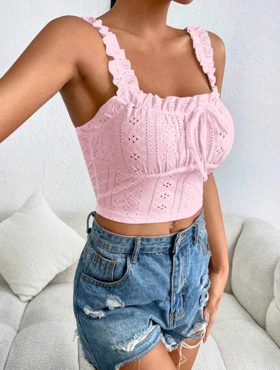 топ с рюшами,летний топ женский,короткий топ с рюшами на лямках,короткий топ с рюшами на лямках ciry,короткий топ с рюшами на лямках ci ry 440592388