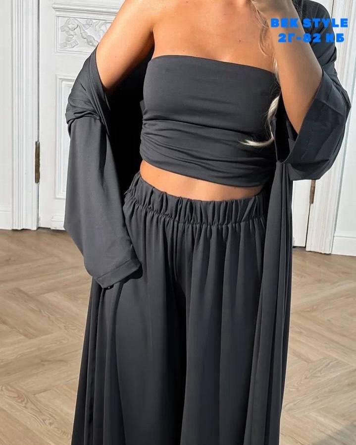 стильные костюмы,женские костюмы,комплект с топом,костюм с брюками,костюм с брюками палаццо