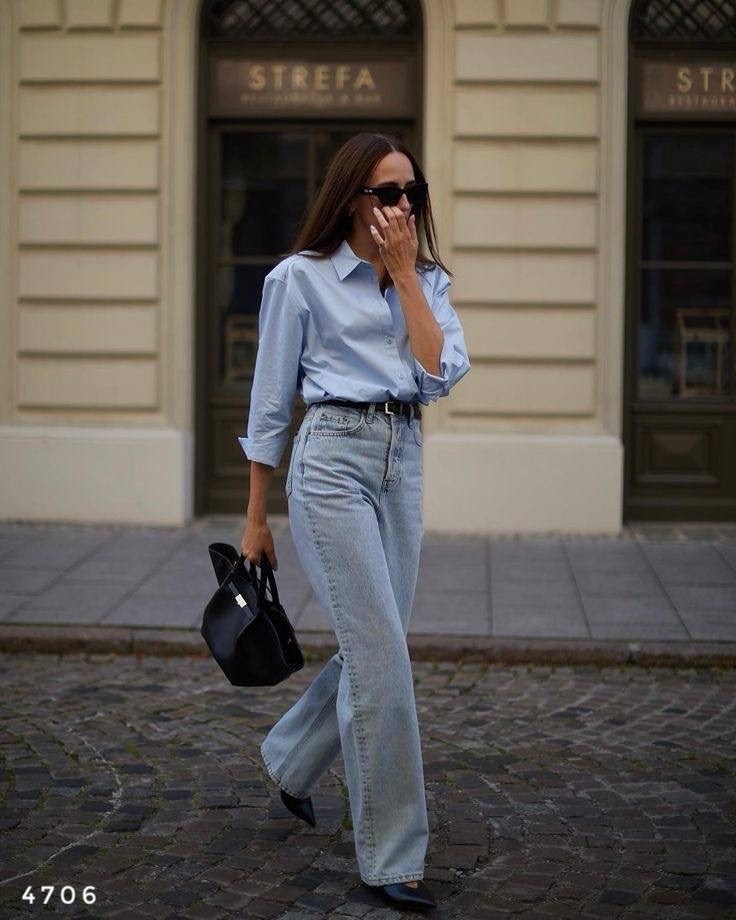 стильные наряды,джинсы палаццо,модные джинсы,белая блузка