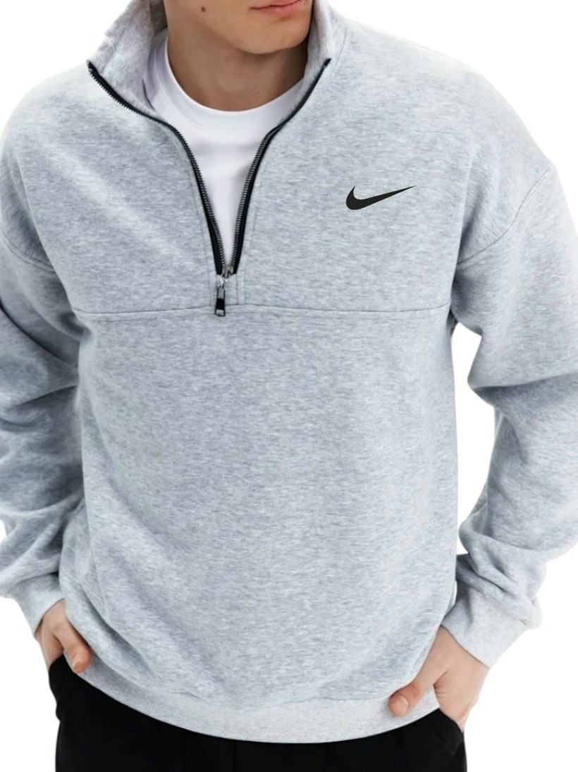 свитшот базовый,свитшот базовый без начеса,толстовка мужская серая на молнии найк,кофта найк серая,кофта мужская