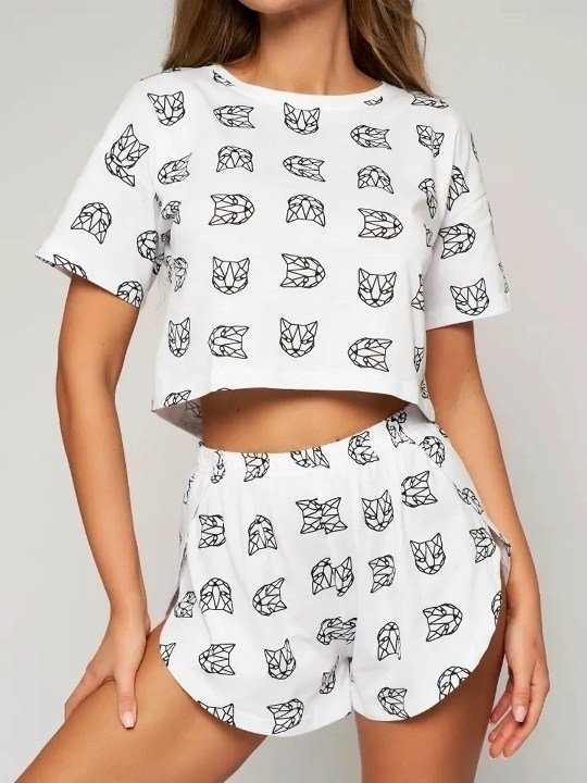 пижама женская с шортами,пижама женская,пижама,пижама с принтом,пижама комплект