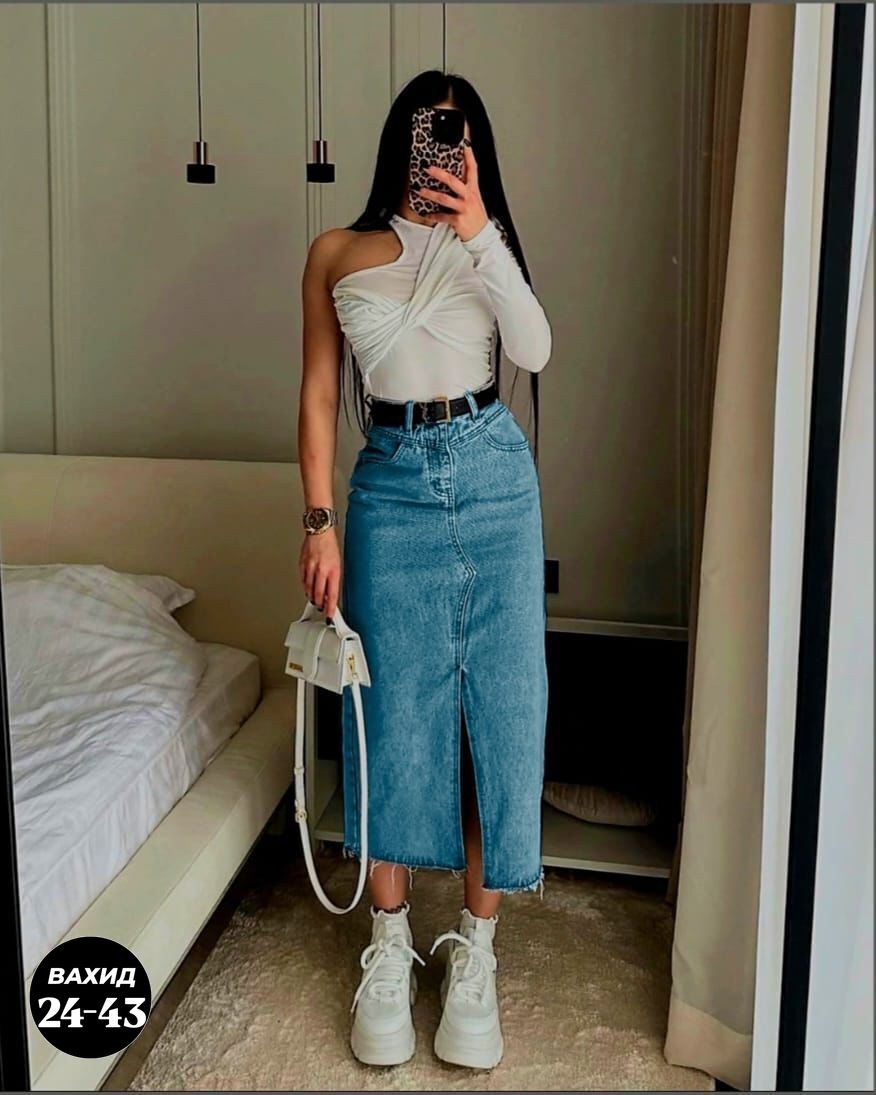 юбка джинсовая миди с разрезам,юбка джинсовая миди с разрезом женская,юбка с разрезом джинсовая,длинная джинсовая юбка,джинсовая юбка 2025