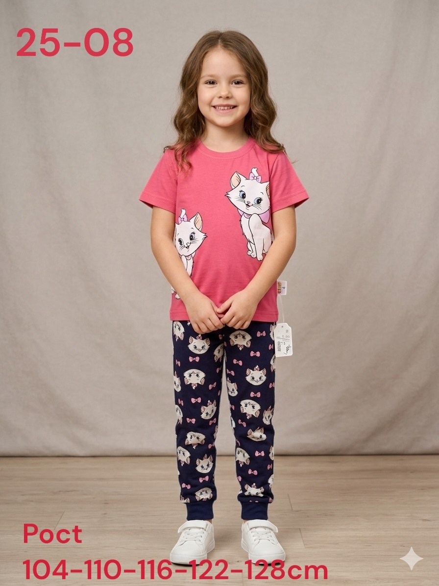 пижама для девочки,детская пижама,футболки для девочки,пижама с брюками для девочки,пижама донелла детская