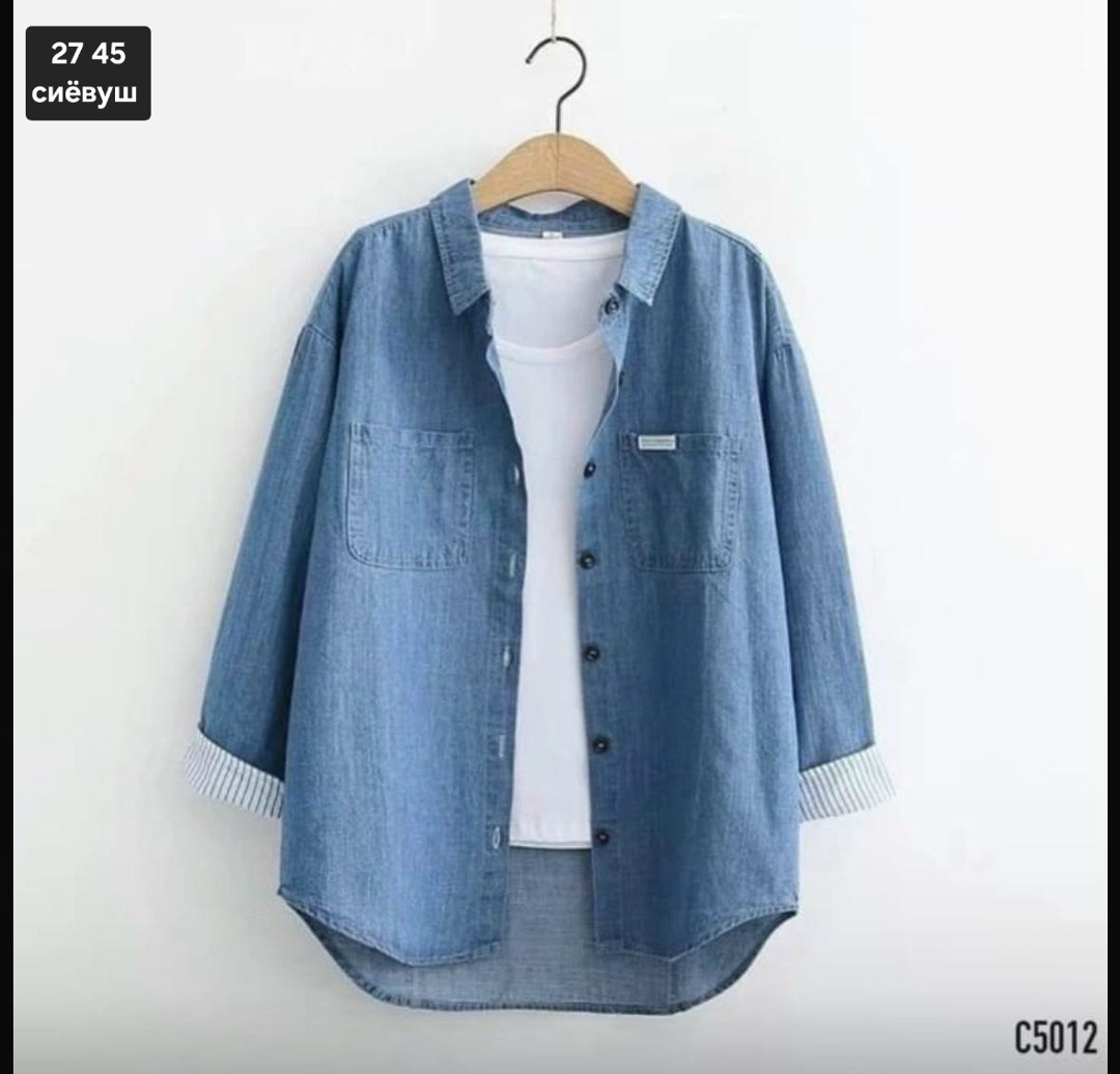 джинсовая рубашка женская 2026,рубашка повседневная джинсовая,рубашка женская джинсовая,женская джинсовая рубашка с длинным рукавом,рубашка с длинным рукавом джинсовая