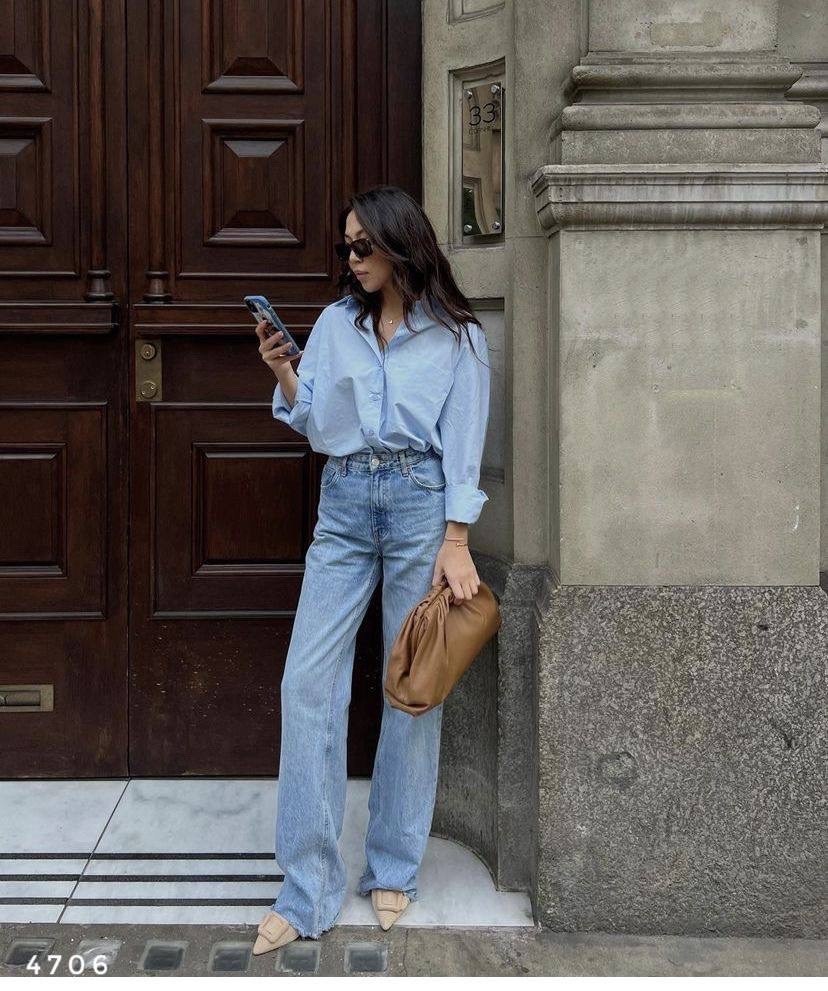 стильные наряды,джинсы палаццо,модные джинсы,белая блузка