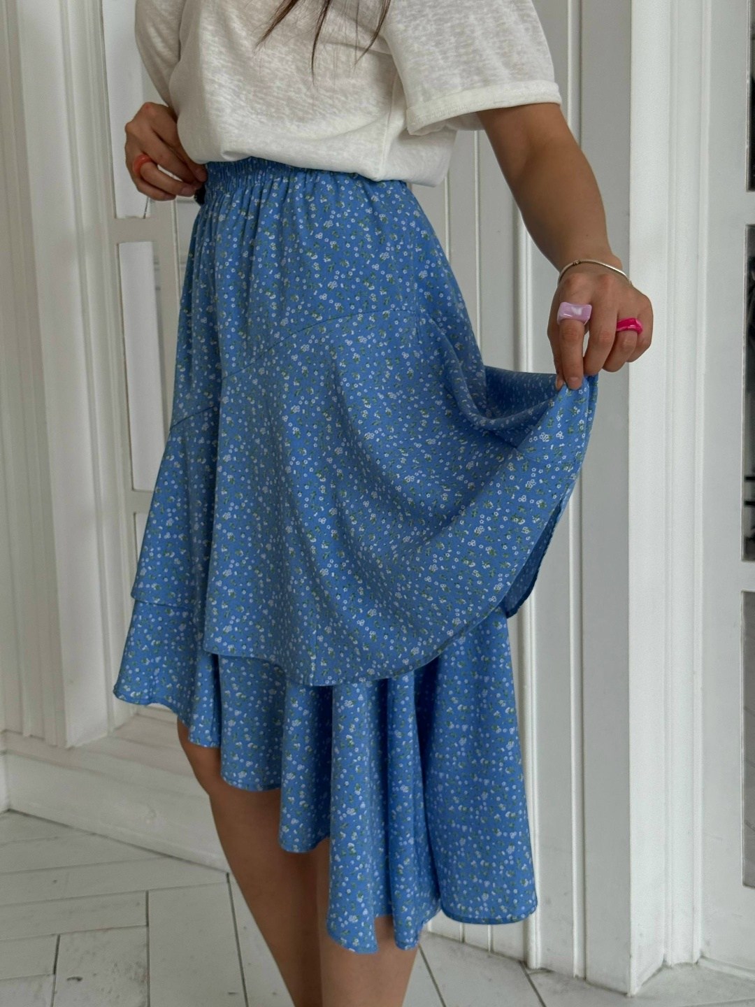 юбка с оборками,юбка,юбка миди,женская юбка,юбка стильная