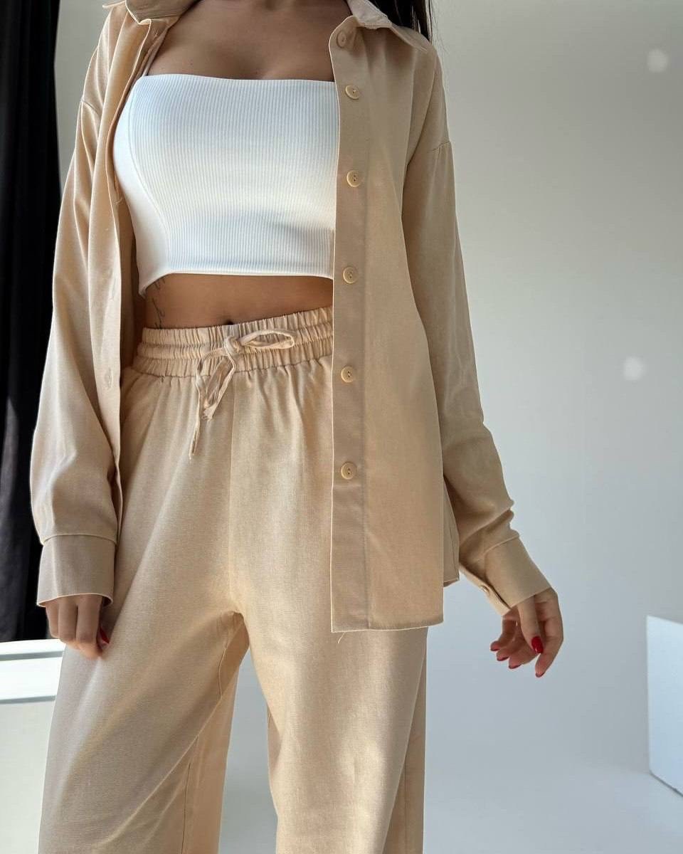 брючный костюм с топом,костюм с брюками,костюм женский однотонный,женский костюм летний,костюм с брюками палаццо женский